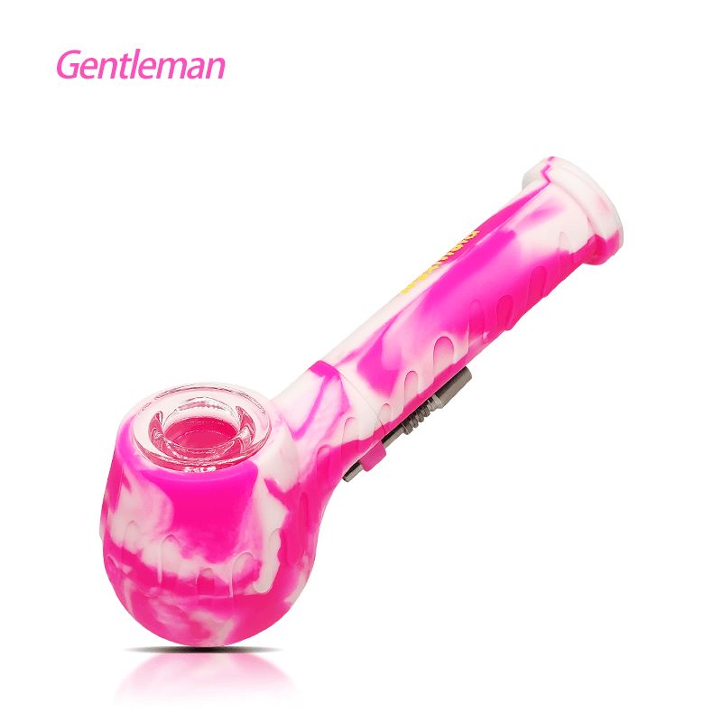 Waxmaid Gentleman 2 in 1 Handpipe & Nectar Collector Smoke Drop Pink White 