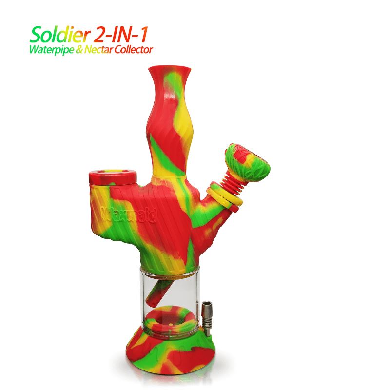 Waxmaid Soldier 2 in 1 Water Pipe & Nectar Collector Smoke Drop Rasta 