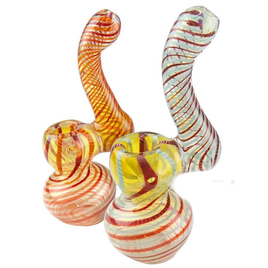 Yellow & Red Swirl Glass Bubbler At Flower Power Packages