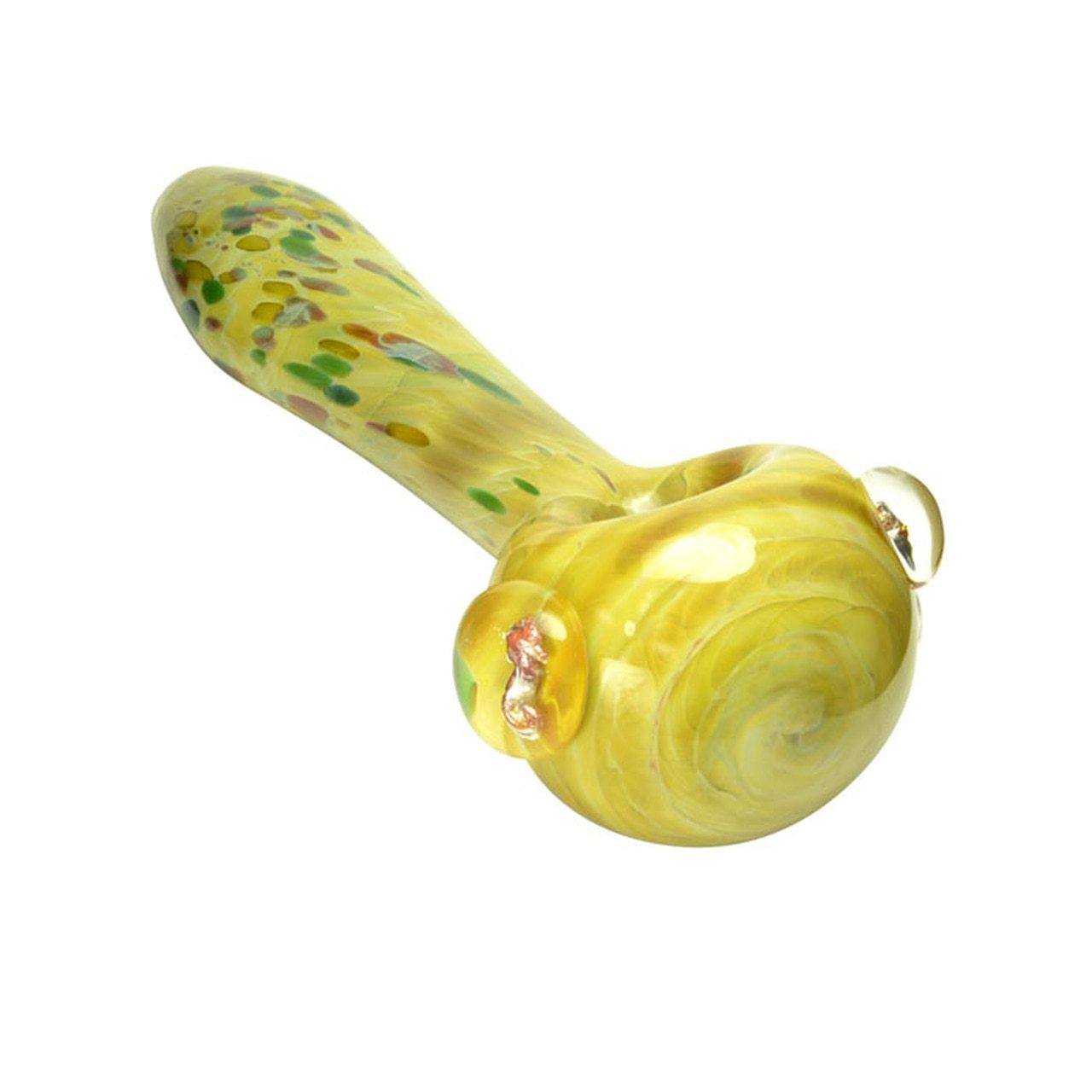 Yellow Spoon Glass Pipe - Large - Sea Grass Flower Power Packages Default 