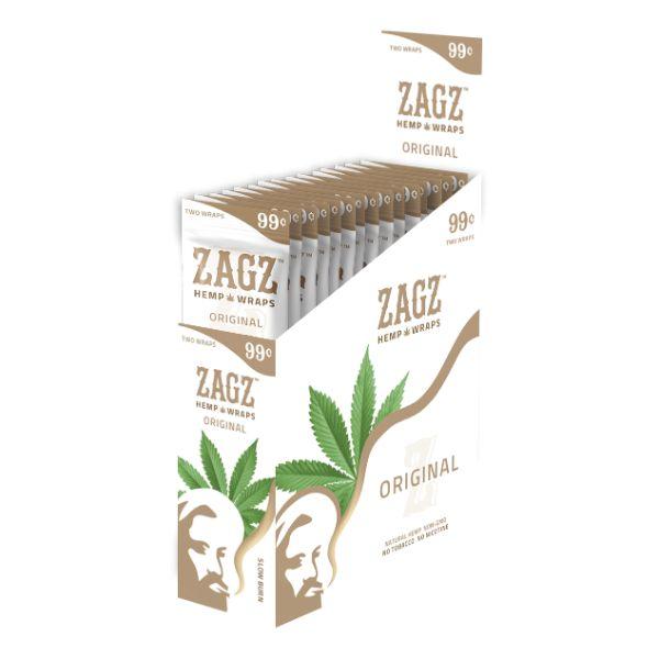ZAGZ Hemp Wraps Original 25 Packs Per Box 2 Wraps Per Pack - (1 Count) Flower Power Packages 