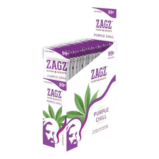 ZAGZ Hemp Wraps Purple Chill 25 Packs Per Box 2 Wraps Per Pack - (1 Count) Flower Power Packages 