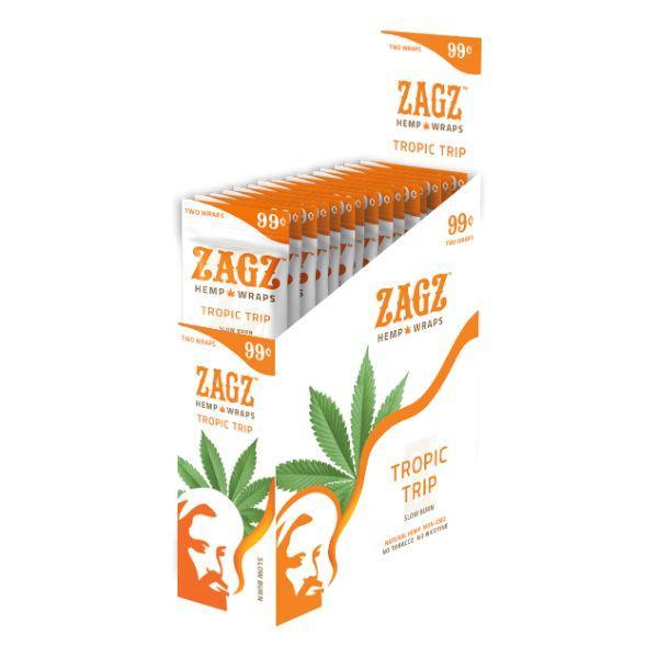 ZAGZ Hemp Wraps Tropic Trip 25 Packs Per Box 2 Wraps Per Pack - (1 Count) Flower Power Packages 